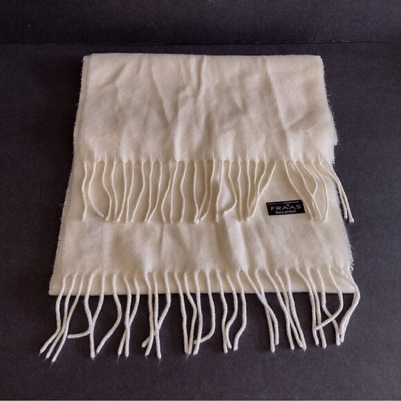 Cashmink By V. Fraas Scarf Womens Cream Fringe  100% Acrylic Made In Germany - Picture 1 of 5